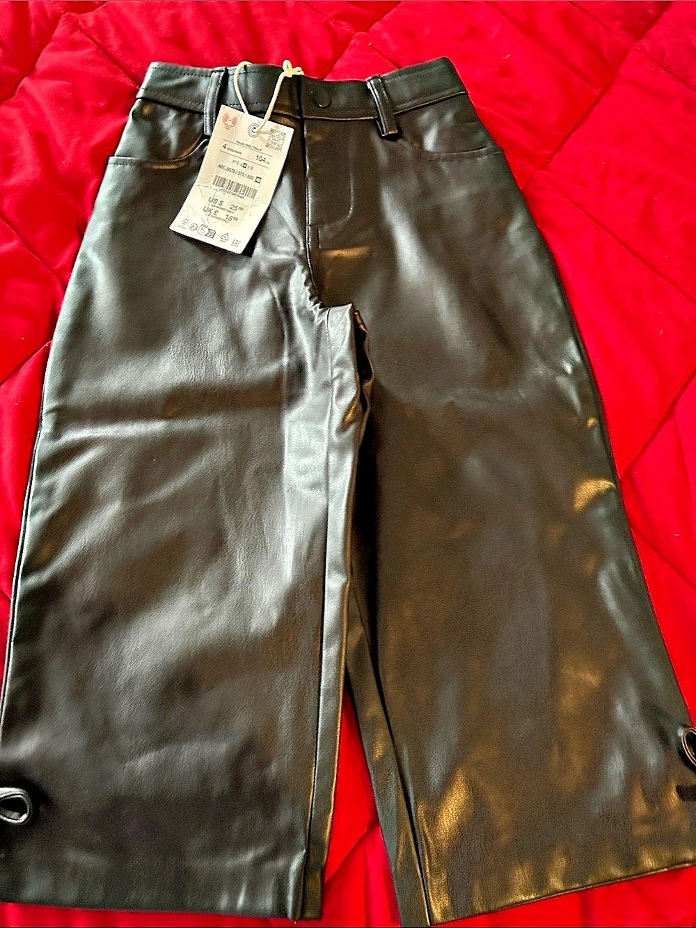Zara Faux Leather Straight Leg Pants in Black